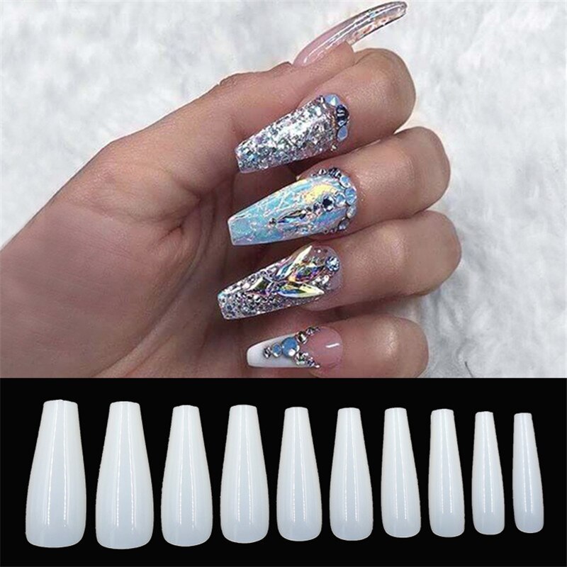 500 uñas postizas transparentes y color natural