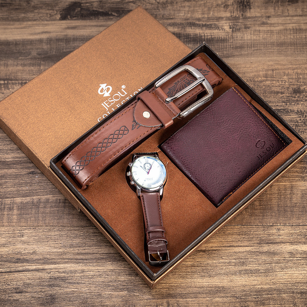 Conjunto de cinturón con billetera y reloj elegante